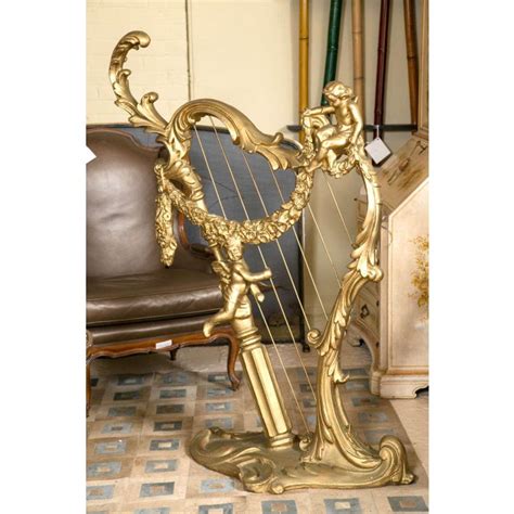 Baroque Harp Sculpture With Carved Angels Chairish