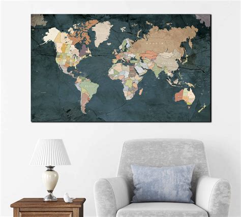 highly detailed world map art world map wall art world map large world map canvas world map