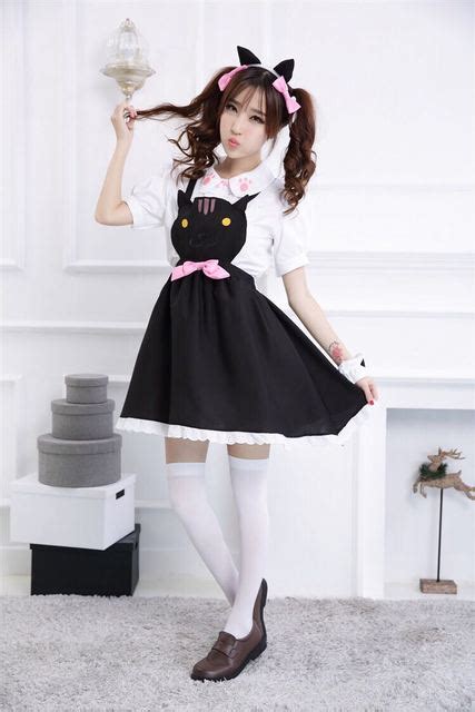 Buy 3colors Anime Neko Atsume Maid Uniform Cosplay
