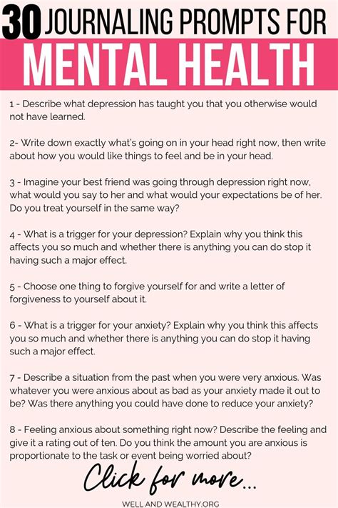 80 Journal Prompts For Mental Health Free Printable