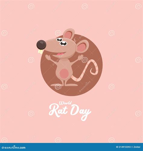 World Rat Day Banner With Vector Cartoon Funny Mouse Animal Isolated On