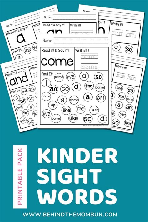 Kindergarten Sight Word Kindergarten Sight Word Practice Pre Primer