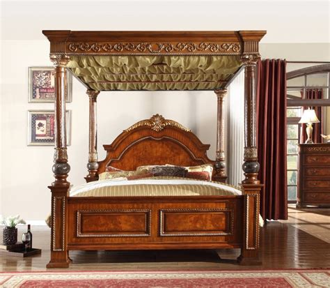 It provides a unique touch and sense of privacy. Meridian Royal Post Canopy Bedroom Set in Cherry with Marble