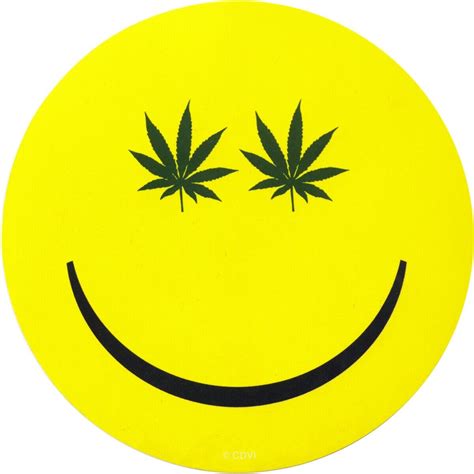 Sticker Pot Leaf Happy Face Weed Eyes Stoner Hemp 420 Yellow 4 Decal 21008 Ebay