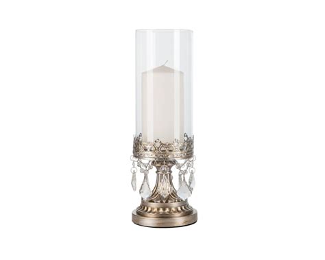Silver Pillar Candle Holder With Crystals By Platinumhomedesigns