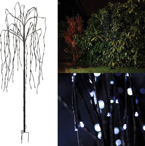Solar Power 45ft Weeping Willow Tree 200 White Led Lights Decking