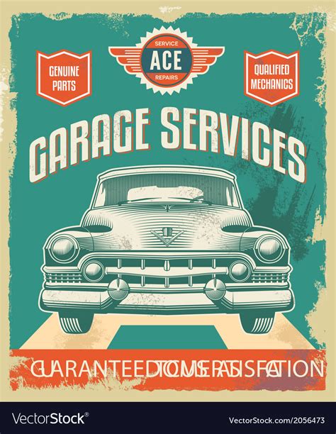 Vintage Sign Advertising Poster Classic Car Vector Image