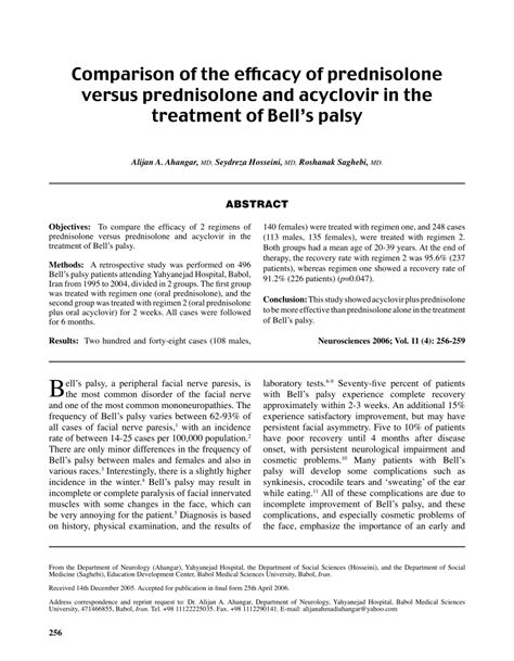 Symptoms usually start to improve within a few weeks, with complete recovery in about six months. (PDF) Comparison of the efficacy of prednisolone versus ...