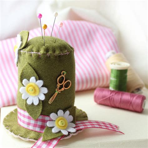 Novelty Pincushion Craft T Green Felt Hat Pin Cushion Etsy