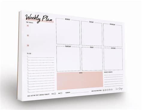 Weekly Planner Pad To Do List Notepad Desk Planning Tear Off Pad