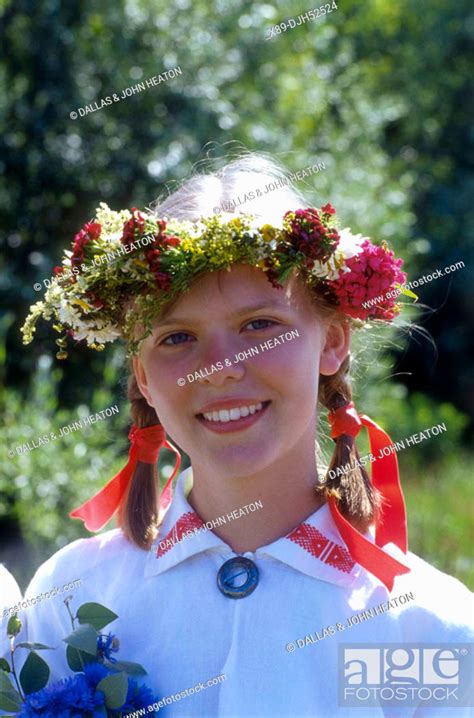 Latvian Girl In Traditional Folk Costumes National Festival Parade