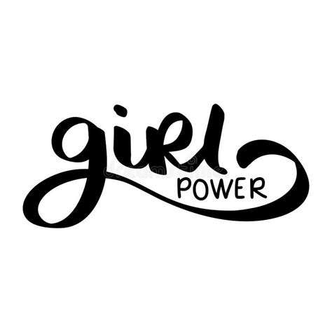 Girl Power Vector Inscription Grl Pwr Hand Lettering Feminist Slogan Stock Vector