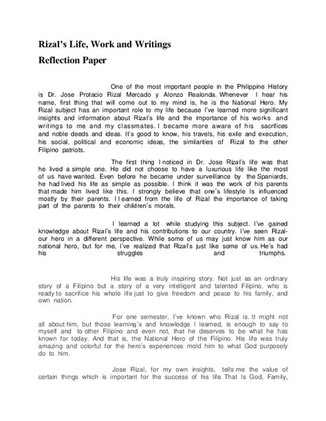 In reflection, we are interested in the types and members. (DOC) Rizal's Life, Work and Writings Reflection Paper | Ivy Grace Dapito Villareal - Academia.edu