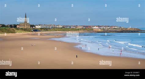 Looking North Over The Expansive Sands Of Longsands Beach At Tynemouth