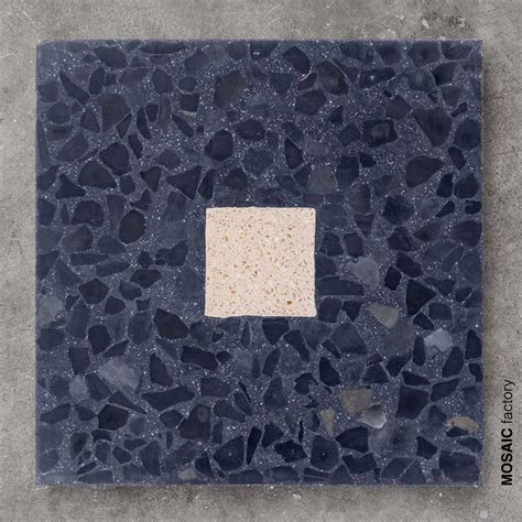 Black Terrazzo Tile With Salmon Middle Square From Mosaic Factorys