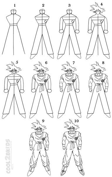 Drawing guides > advanced , anime , cartoon , character > how to draw goku from dragon ball. How to Draw Goku (Step by Step Pictures) | Cool2bKids