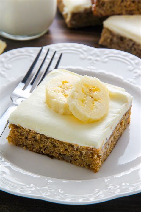 Old Fashioned Banana Bars With Cream Cheese Frosting Baker By Nature