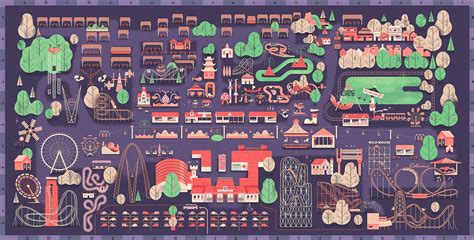 Lagoon Map On Behance Theme Park Map Map Illustrated Map