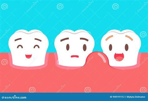 Cute Cartoon Tooth Character With Gum Problem Dental Care Concept
