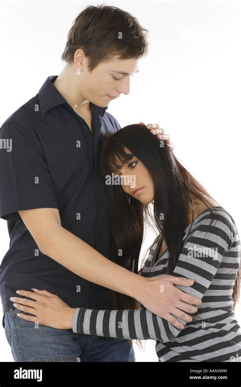 Embracing Couple Man Consoling Woman Stock Photo Alamy