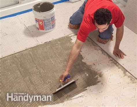 Tiling a floor in a bathroom requires special attention. Install a Ceramic Tile Floor In the Bathroom | The Family ...