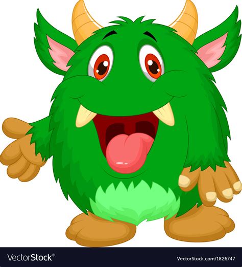 Cute Green Monster Cartoon Royalty Free Vector Image