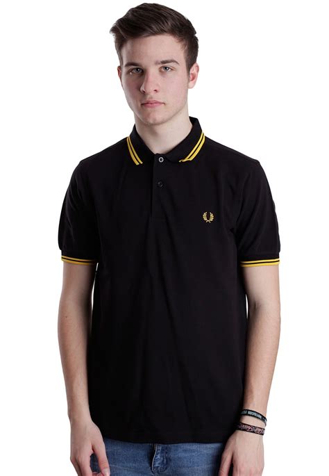 Fred Perry Slim Fit Twin Tipped Blacknew Yellow Polo It