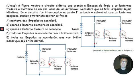 Unesp A Figura Mostra O Circuito El Trico Que Acende A L Mpada De