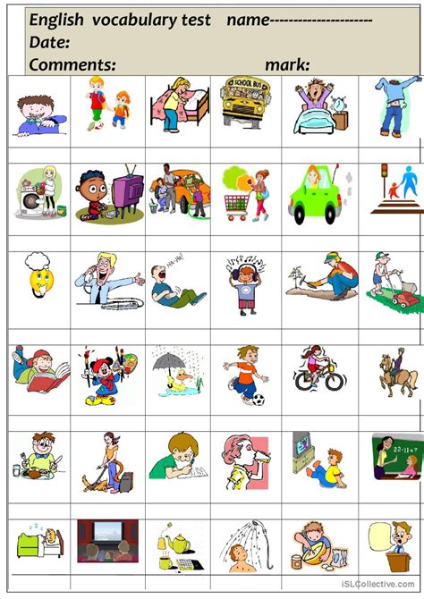 Every Day Action Verbs Test English Esl Worksheets Pdf Doc
