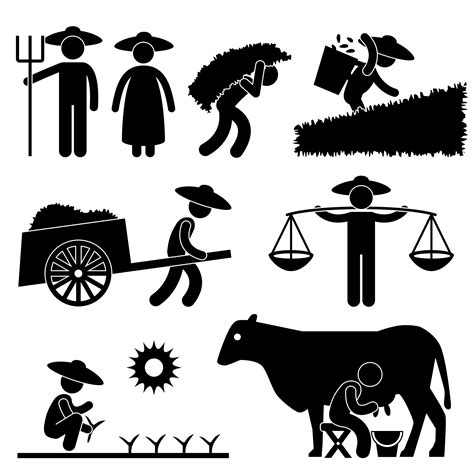 Landwirt Worker Farming Countryside Dorf-Landwirtschafts-Ikonen-Symbol