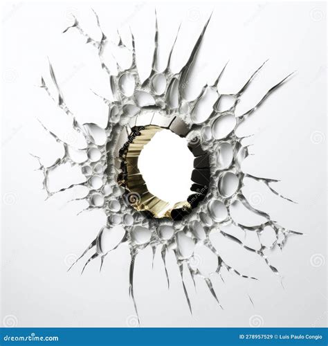 A Bullet Hole Hole In The Wall Stock Image Illustration Of Broken