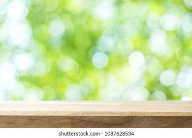 Empty Wooden Brown Table Blurred Garden Stock Photo Shutterstock