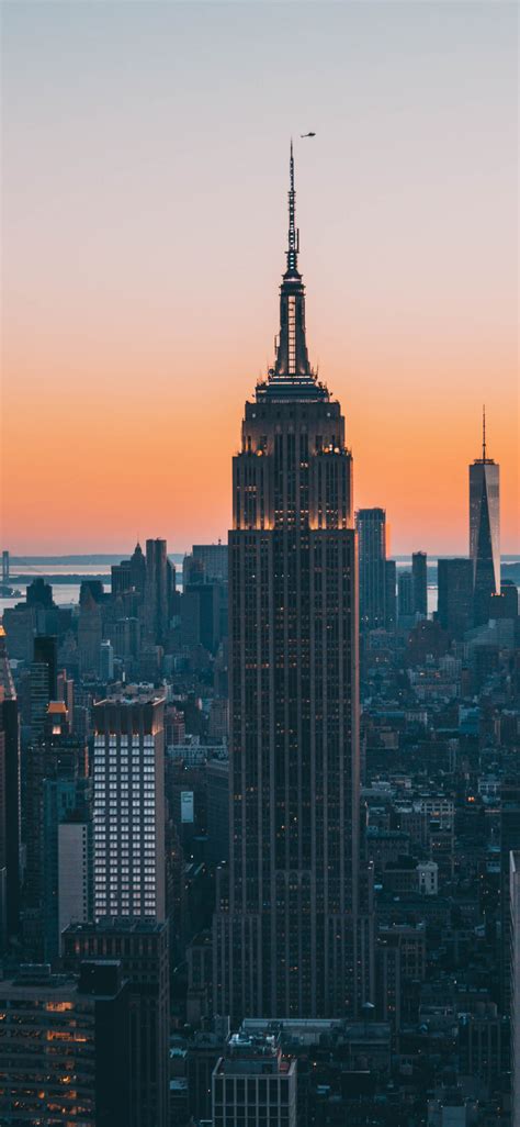 Download 1125x2436 Wallpaper Empire State Building Buildings Sunset