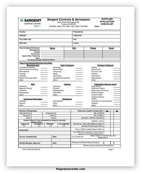 10 Best Supplier Evaluation Form Template Excel And Pdf Hennessy Events