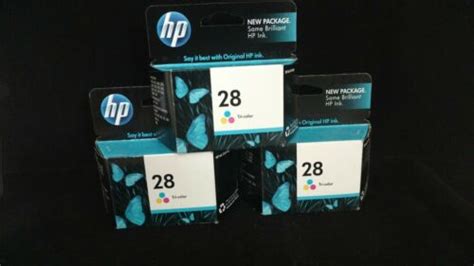 3x Genuine Hp 28 Tri Color Ink Cartridge C8728an As Pictured