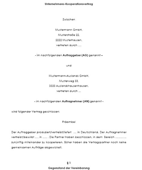 Kooperationsvertrag als pdf und doc. Kooperationsvertrag Template Kostenlos ...