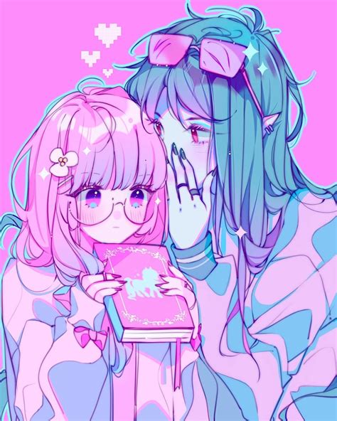 Anime Pink Cute Girl And Boy Pastel Art Aesthetic 🍑alma