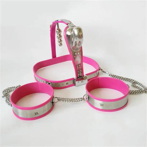 Stainless Steel Bdsm Bondage Kit Male Chastity Belt Pants Anal Plug Thigh Ring Metal Chastity