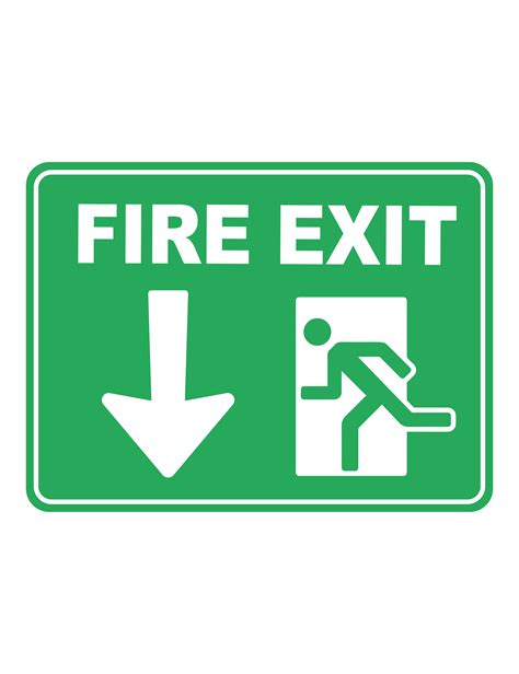 Emergency Fire Exit Arrow Down Emergency Safety Sign Safety Signs