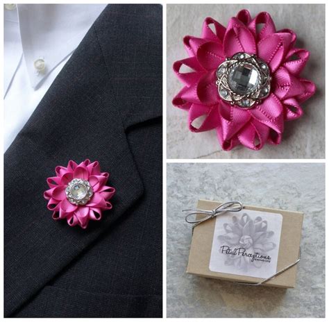 Hot Pink Lapel Flower For Men Fuchsia Wedding Boutonniere Etsy