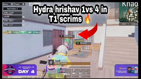 Hydra Hrishav 1vs4 In T1 Scrims Team Hydra YouTube