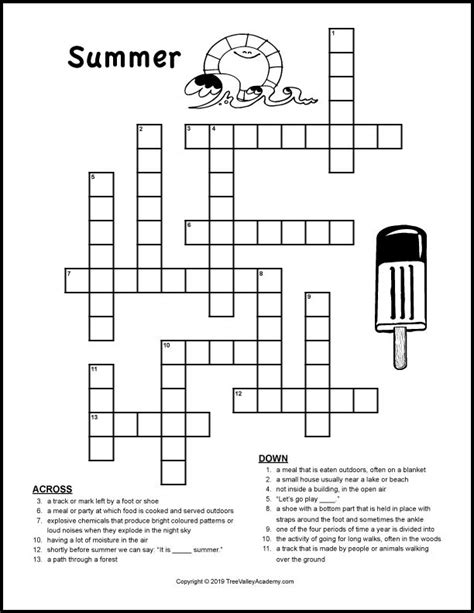 Summer Break Crossword Puzzle Printable Dorky Doodles Summer