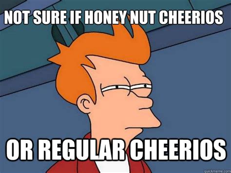not sure if honey nut cheerios or regular cheerios futurama fry quickmeme