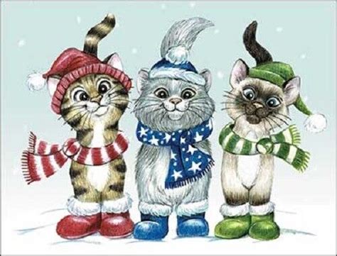 Four 4 Leanin Tree Christmas Card Cats Theme Id818 Ebay