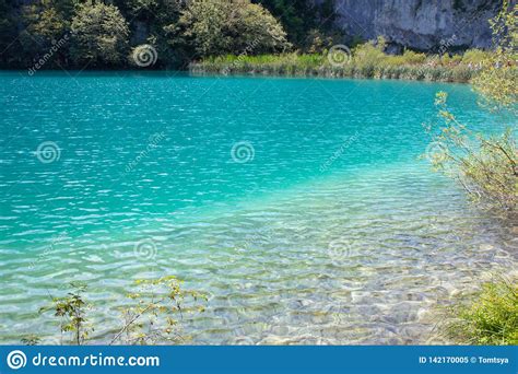 Turquoise Waters Of Plitvice Lakes National Park In Croatia Stock Image