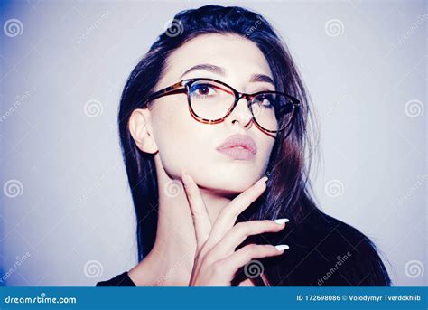 Sensual Woman In Glasses Skincare Elegant Fashion Model Fashion And