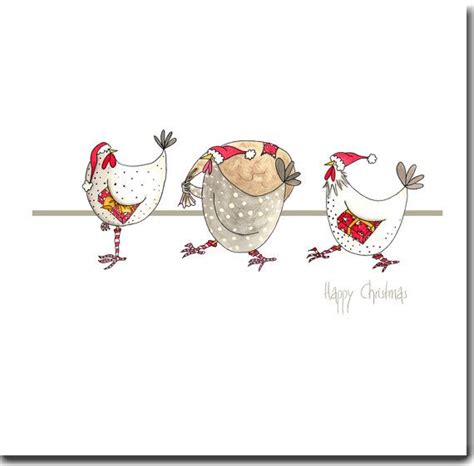 Christmas Card Three Chickens Fun Watercolour Barnyard Etsy