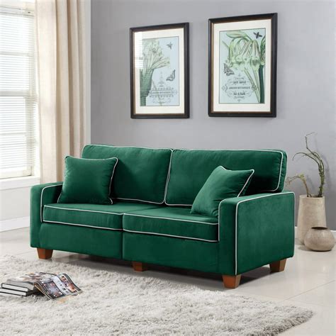 Modern Two Tone Velvet Fabric Living Room Love Seat Sofa Teal