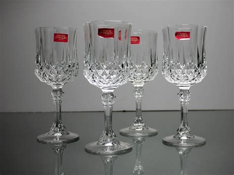 Crystal Wine Glasses Cristal D Arques Durand Longchamp Cut Crystal Set Of 4 In Box Barware
