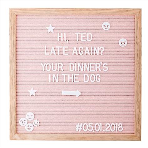 Gadgy Felt Letter Board 10x10 Inch Retro Wood With 340 White And